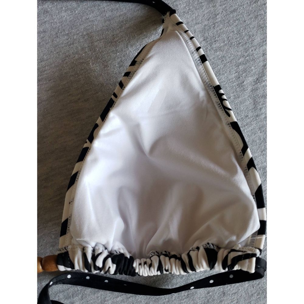 O'NEILL BLACK & WHITE TROPICS STRING TIE BIKINI TOP NWOT SIZE L - Picture 4 of 10